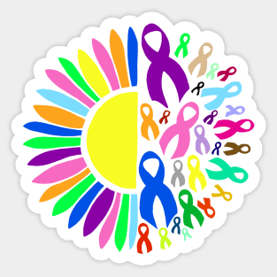 Awareness Ribbon Flower Sticker